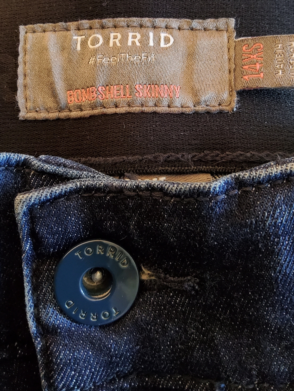 Torrid Dark Wash Skinny Jeans with Light Distressing - Picture 7 of 9